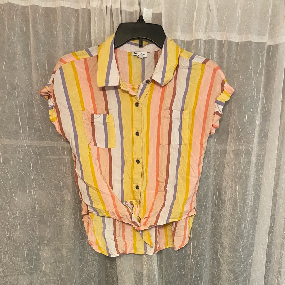 Love, Fire Button Down Tie Top